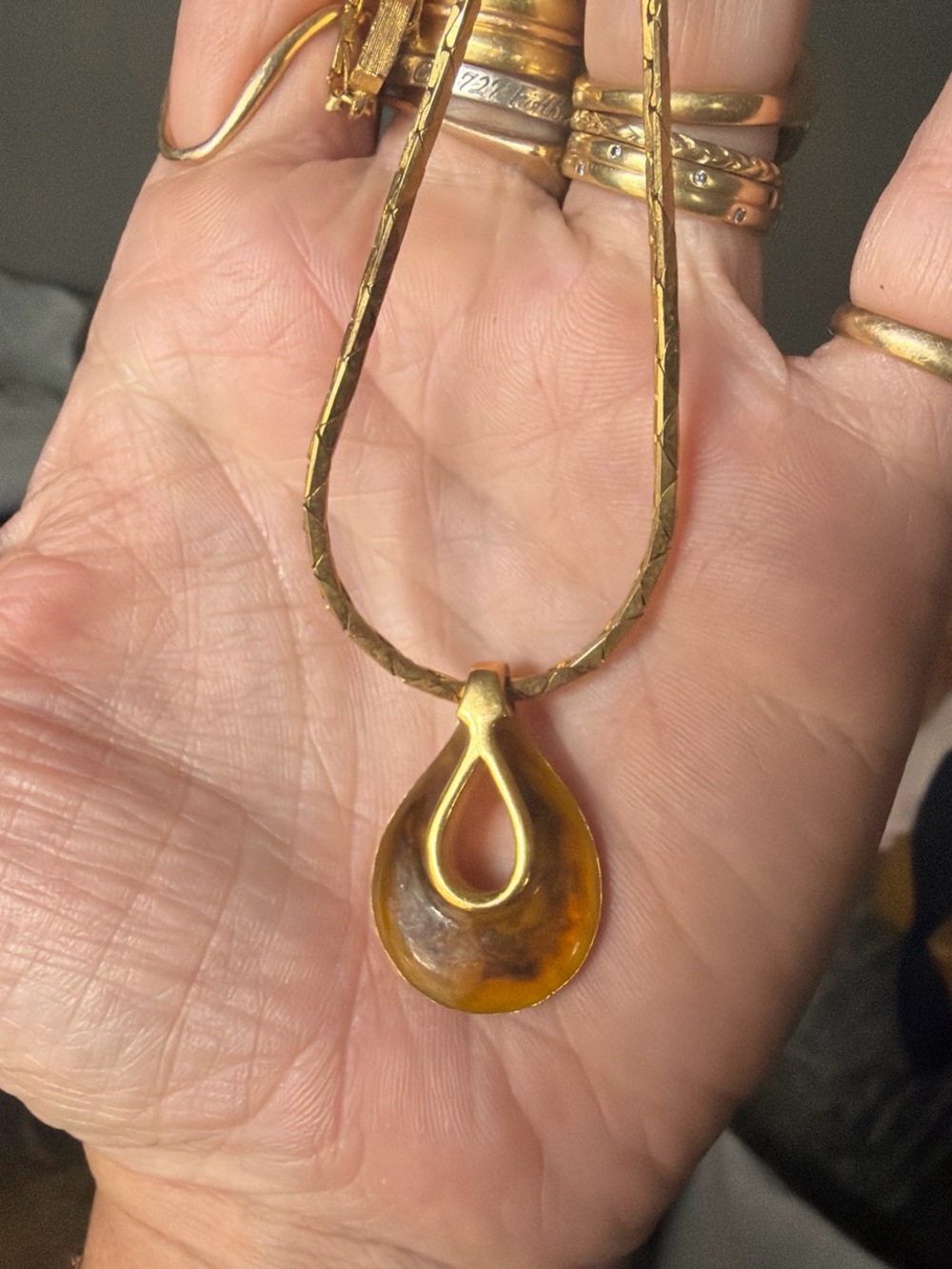 Givenchy Gold-Tone Amber Teardrop Necklace